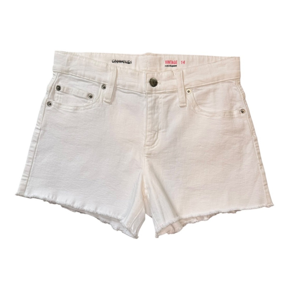 NEW Crewcuts White Denim Shorts Frayed Hem Pockets‎ Girls Size 14 NWT